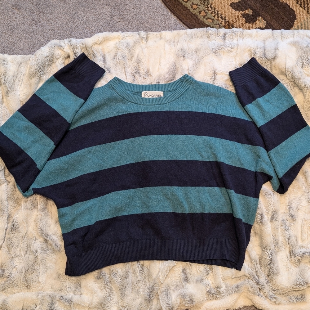 No Boundaries Blue Striped Sweater